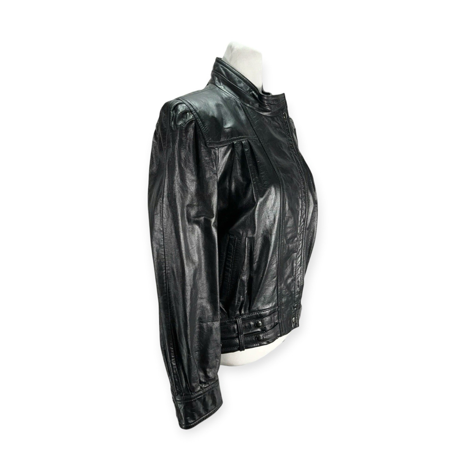 VTG 80s NEW WAVE LEATHER THRILLER JACKET PUNK ROCK GOTH HALLOWEEN BIKER EDGY EMO