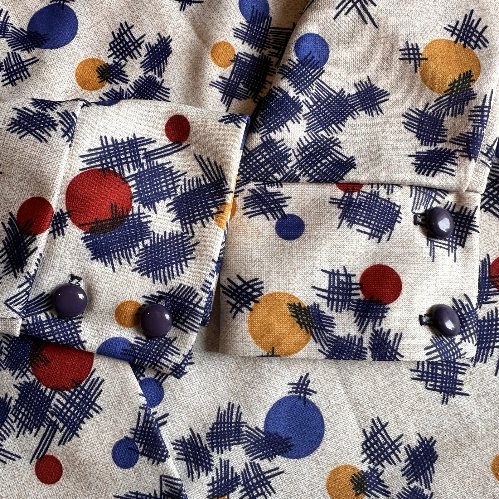 Vintage 60’s Colorful Floral Print Women’s Collared Blazer and A-Line Skirt Set