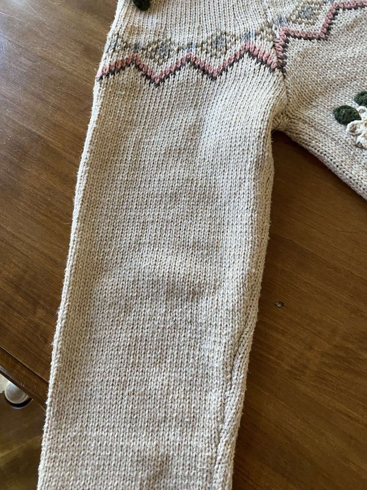 Cardigan Sweater Vintage Knitted Floral Off White Cream Color