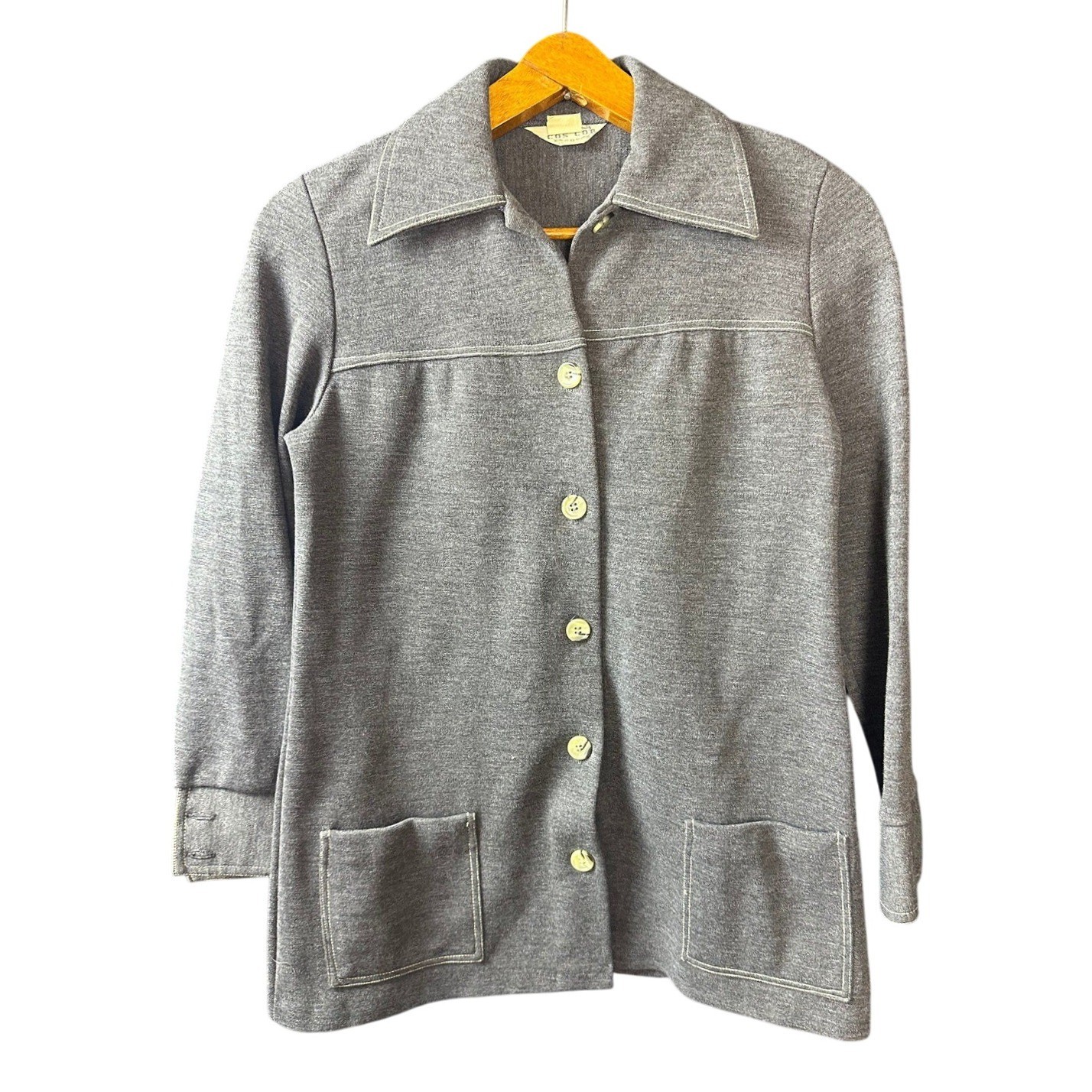 Cos Cob Wool Blend Gray Tunic Shirt Womens Sz Medium Vintage 1960s