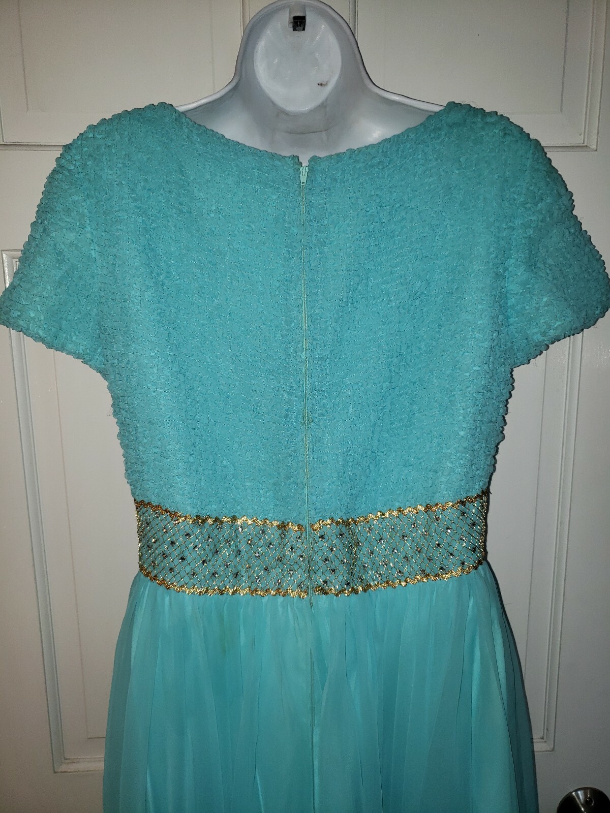 HARMAY turquoise Blue Chiffon Maxi Party vintage costume long Ball Gown XS S
