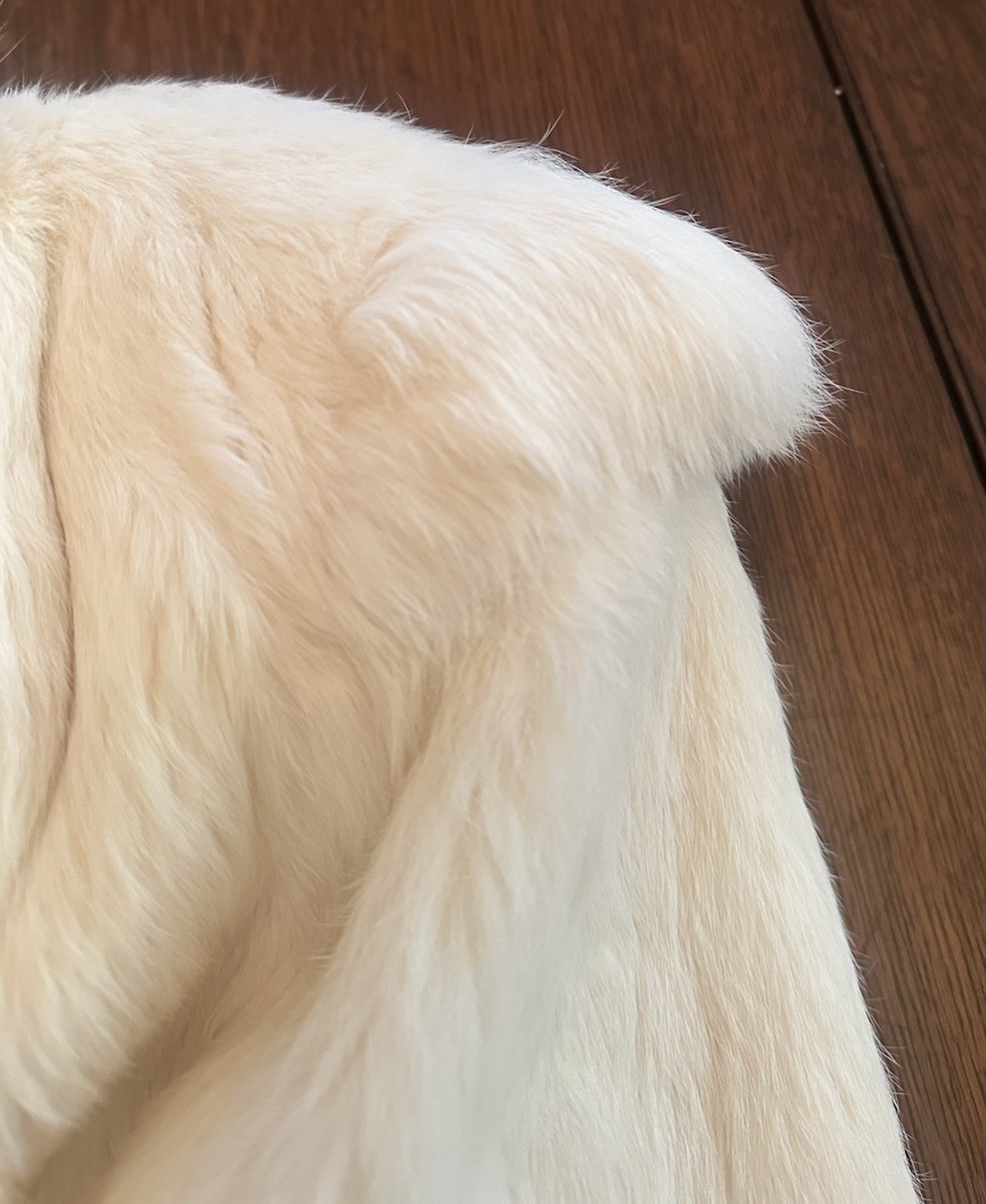 SERGIO VALENTE Vintage Off White Cream Rabbit Fur Mob Wife Coat Jacket