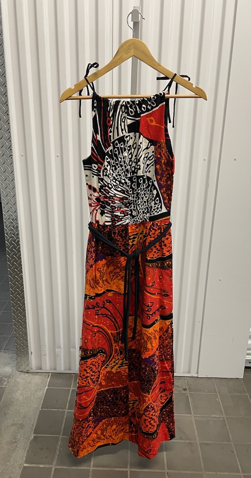 VTG 70s Donovan Galvani Psychedelic Floral Abstract High Neck Maxi Dress Size S