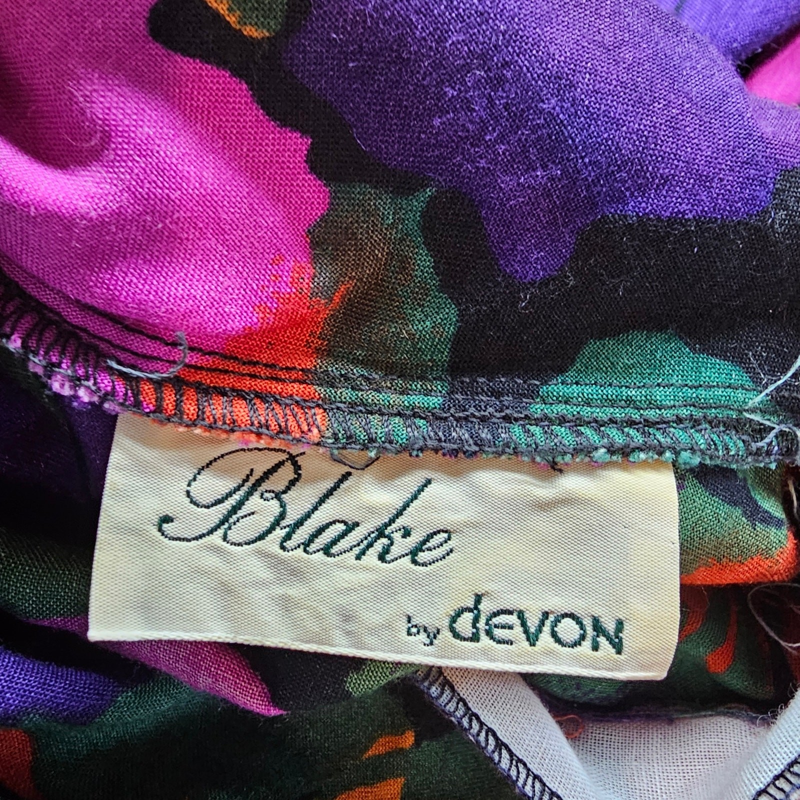 Vintage 80s Floral Blouse Women Large Purple Glam Career Mock Neck Boho Retro
