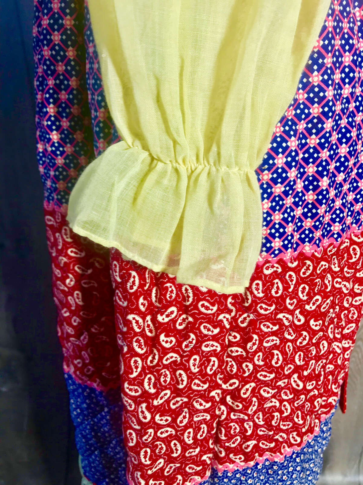 Vtg Cinderella Brand 1970s Boho Chic Maxi Peasant Ruffled Dress B.Altman Med