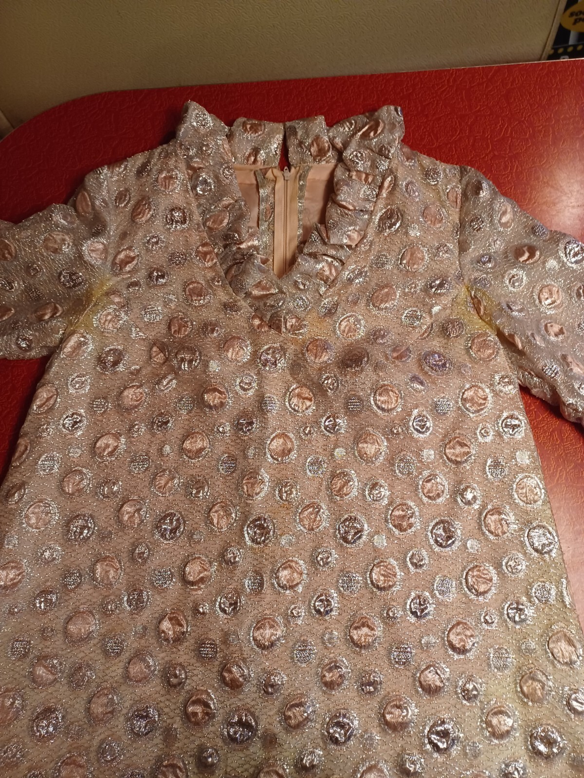 True VTG Mid-century 1960s A Line Swing GoGo Mini Dress Metallic MCM MOD Shift M