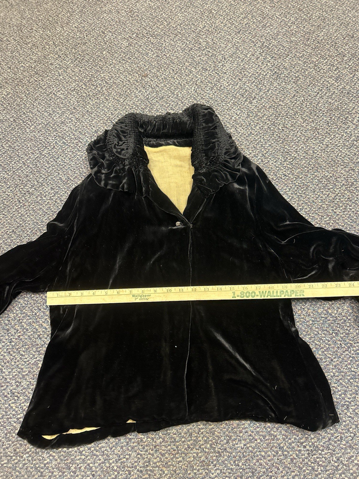 1930s Silk Velvet Opera Coat Jacket Holiday Dress Bishop Sleeve Vintage M/L
