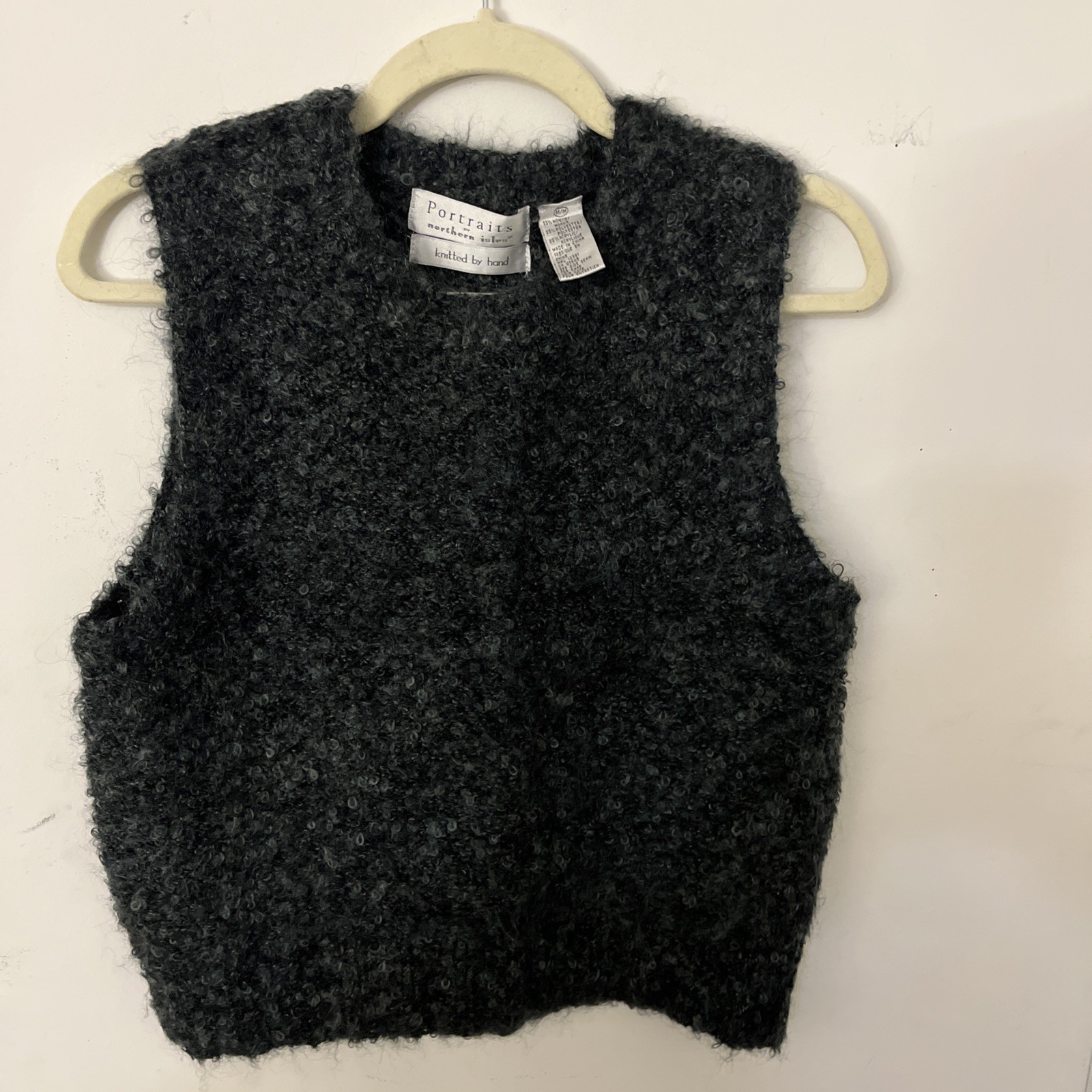 Vntg Portraits Northern Isles 45% Mohair Chunky Warm Cozy Hand Knitted Vest