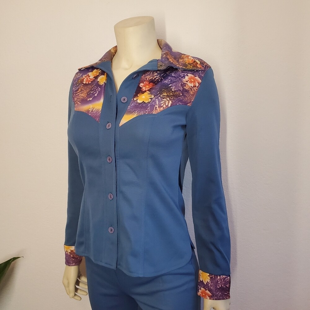 Funky Vintage 70s Leisure Wear Bell Bottoms Set S/M