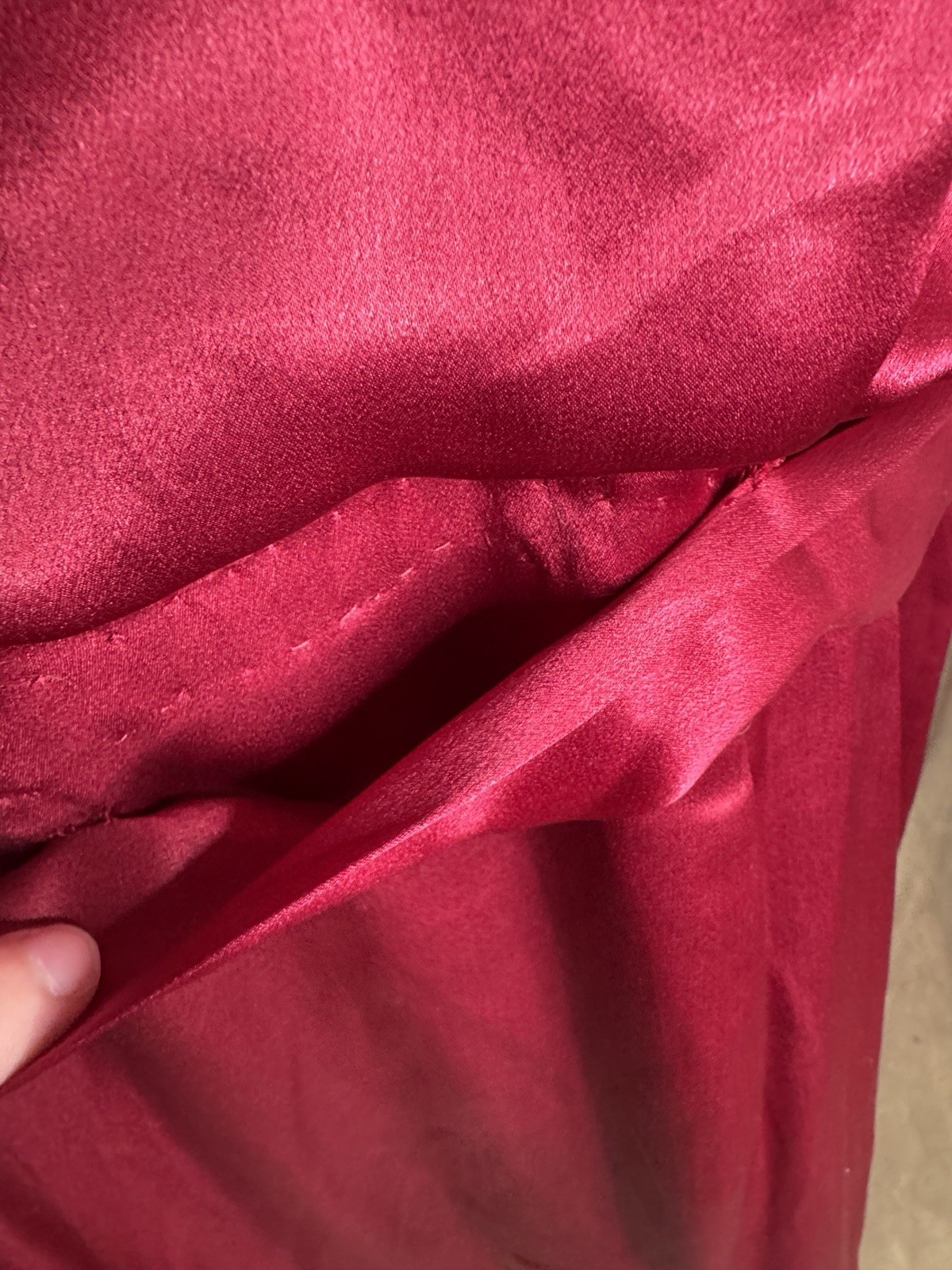 Antique 1910s 1920s Red Satin Dress Embroidered Trim Enamel Buckles Drop Waist