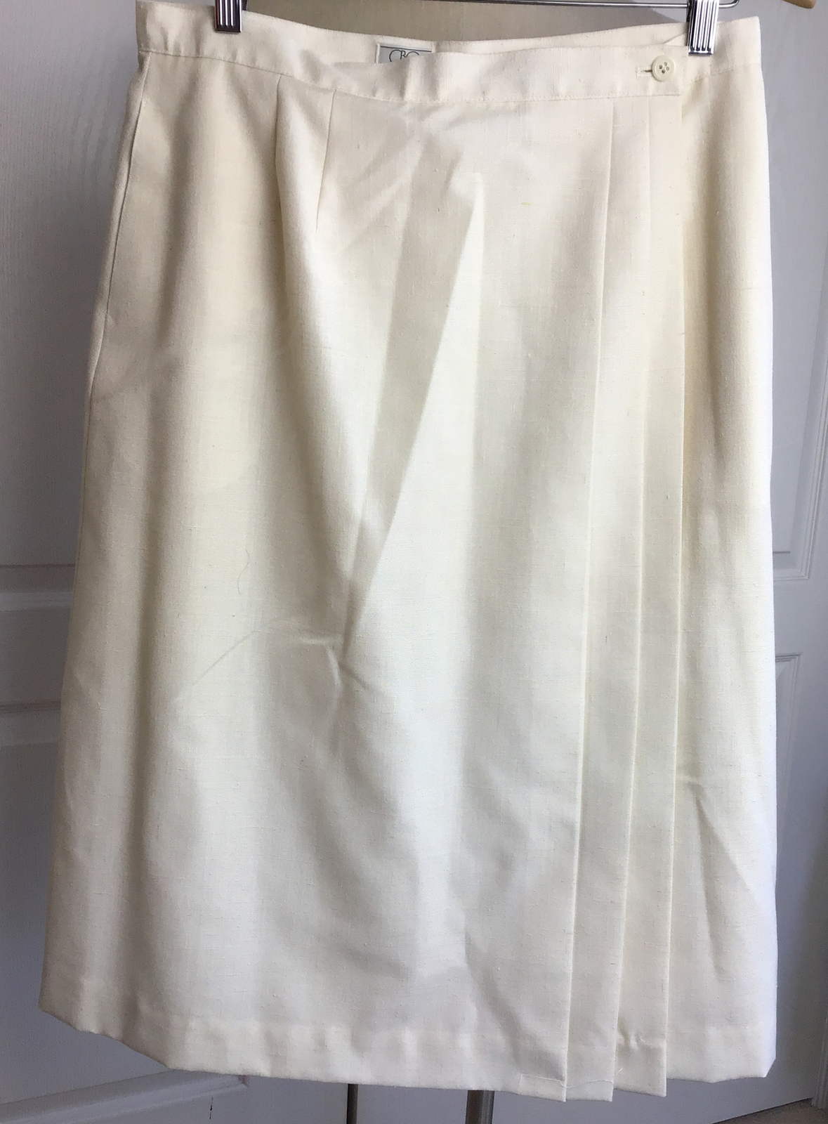 Vintage CBO women’s silk blend cream Lined Pleated Side Button skirt 16