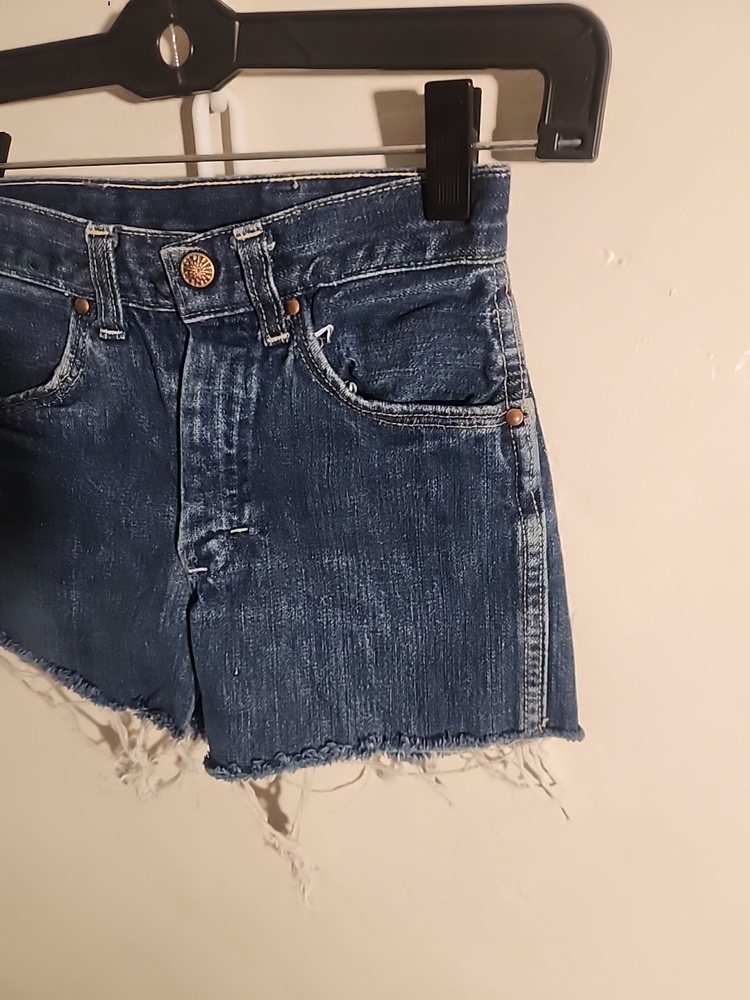 vintage denim cutoffs shorts 50’s 60’s indigo jean 23 3/4″ w cut-off