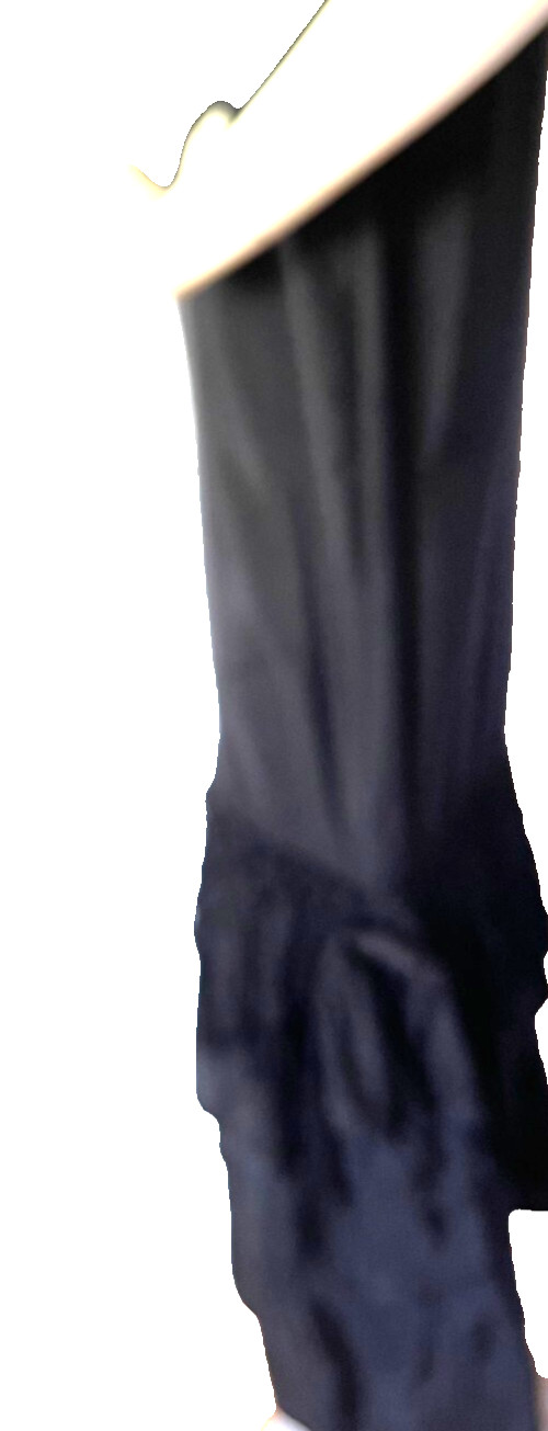Black Silk Satin 1920 Flapper Sleeveless Dress W/ Fringe Four /Ruffles at Hem