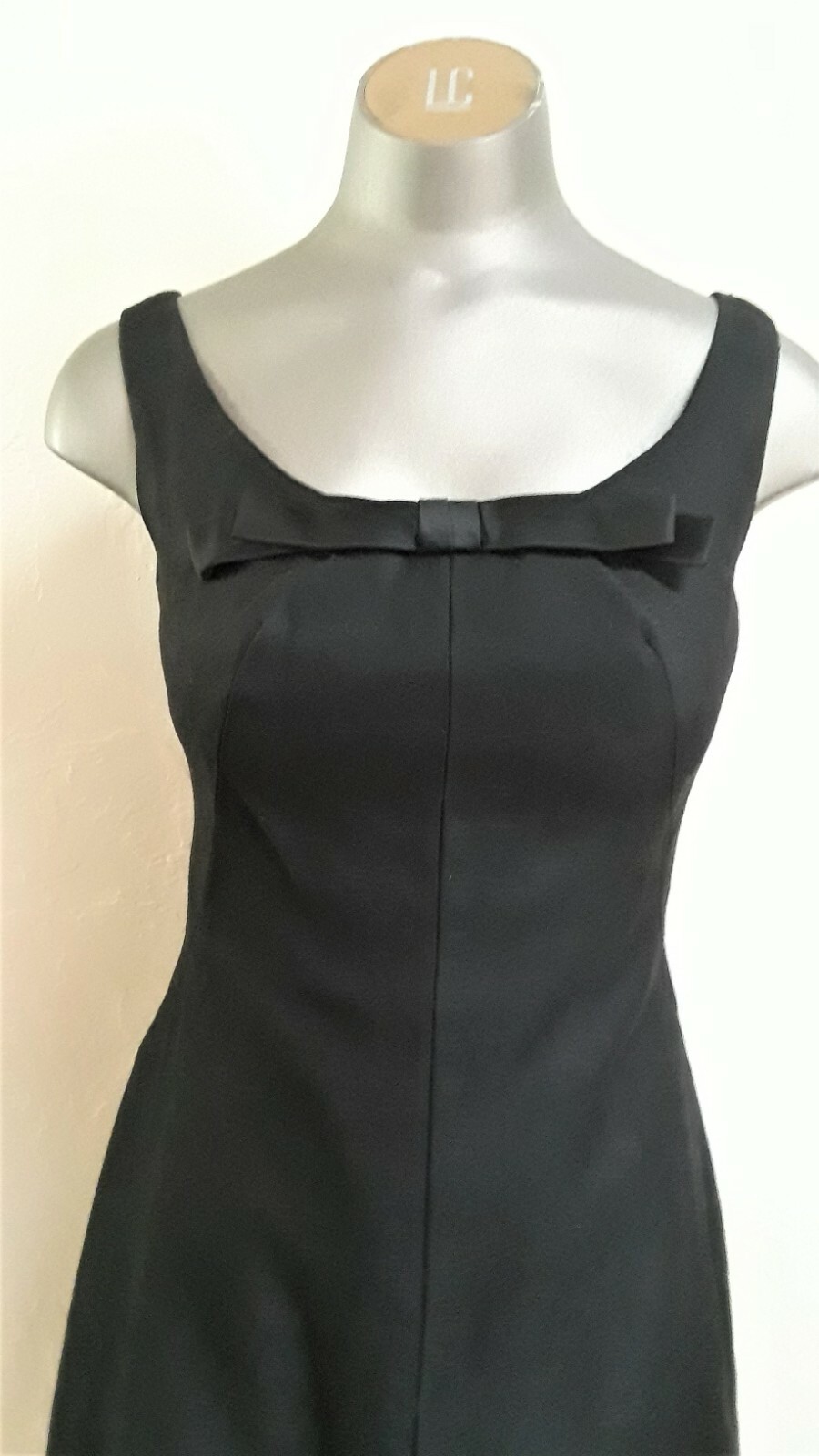 Another Ann Barry Jr True Vintage Black Tailored Dress Tiered Hem + Bow XS