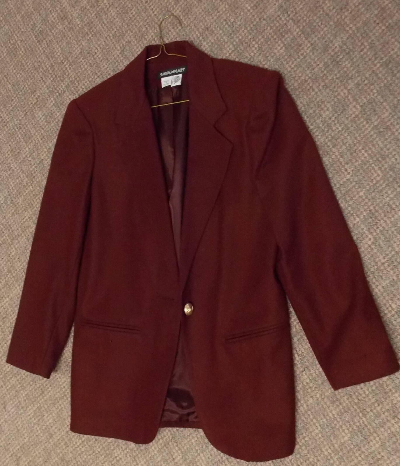 Vintage Ladies Savannah III4 suit Burgandy Wool Blazer + skirt Size 8 Preowned