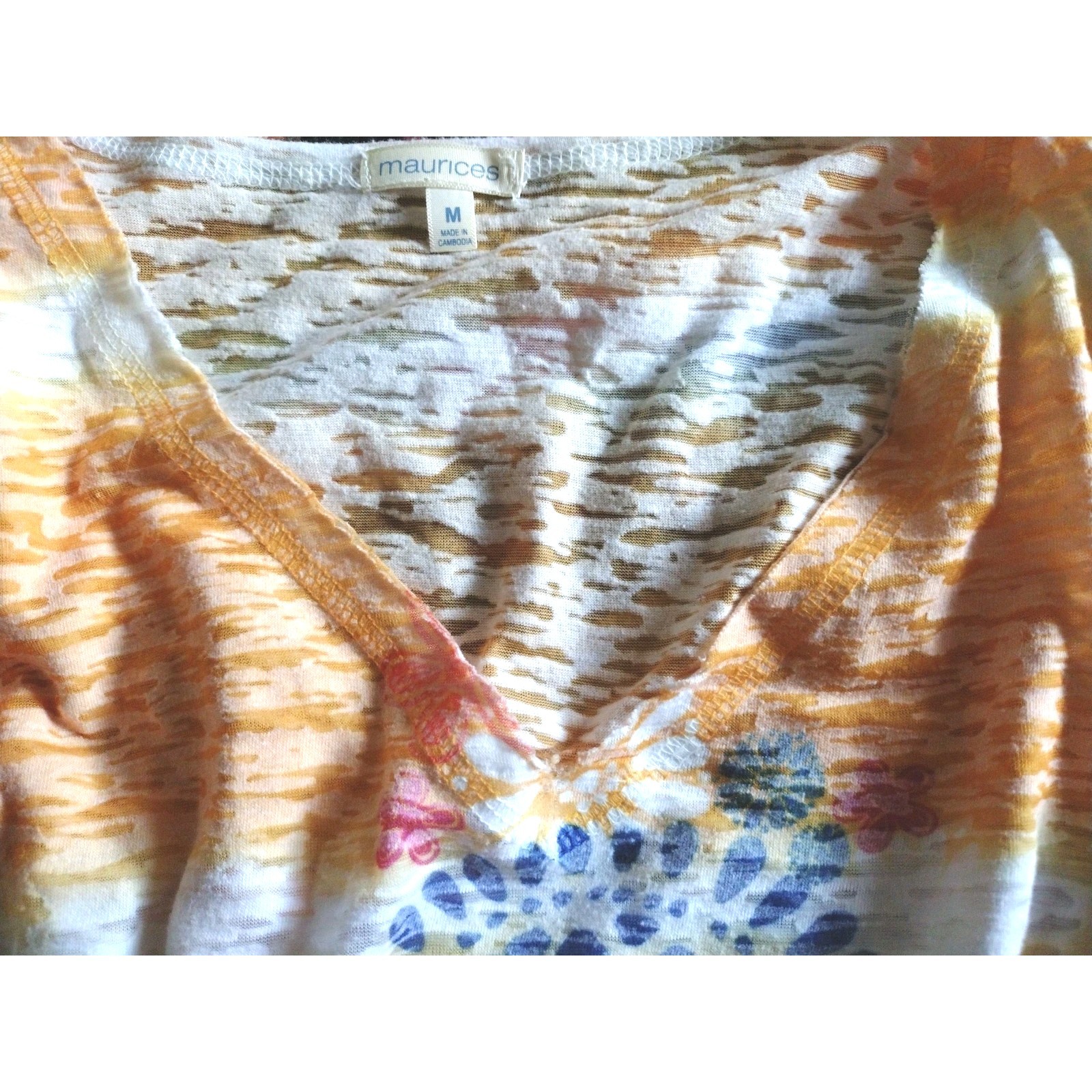 Vtg Y2K Maurice’s V Neck Soft Stretch Semi Sheer Lightweight Tee Sz M #MS