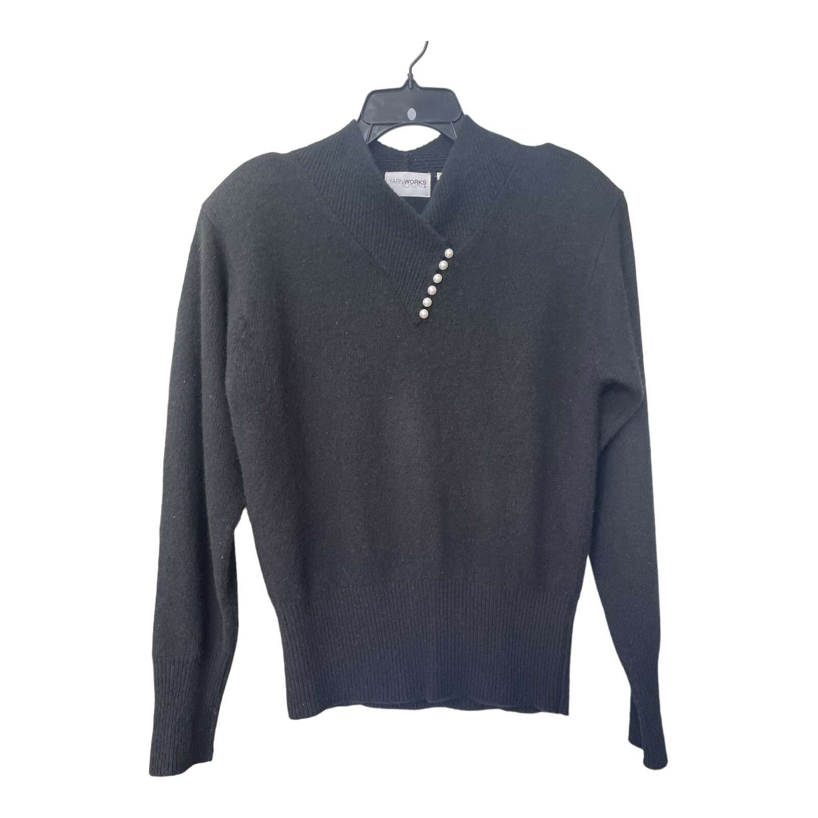 YarnWorks Vintage Sweater Size M Black Chico Lamb/Angora Bohemian Soft Classic
