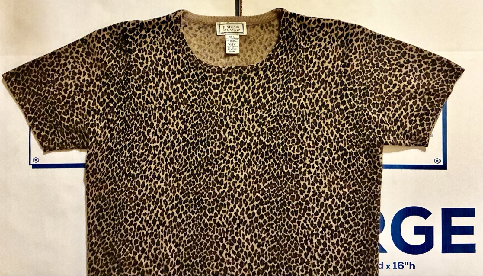 JENNIFER MOORE VINTAGE 1980S LEOPARD PRINT LONG SLEEVED WOMENS BLOUSE