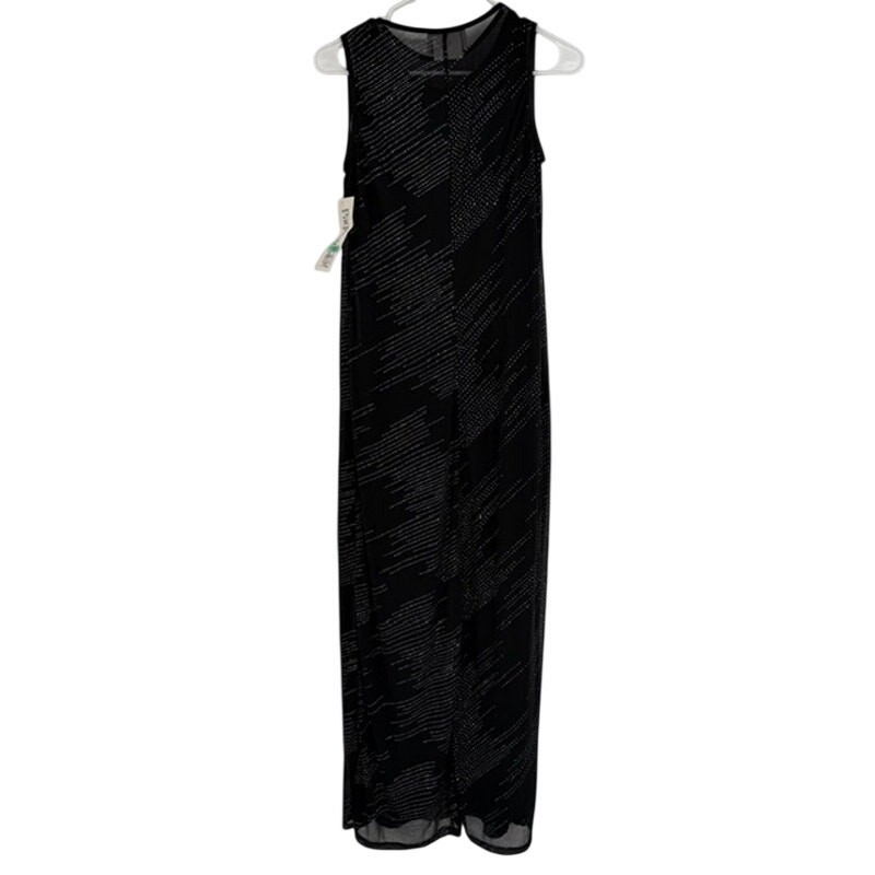 Deadstock Vintage 90s Black Celestial Glitter Maxi Gown 10 Formal Prom Dress NWT