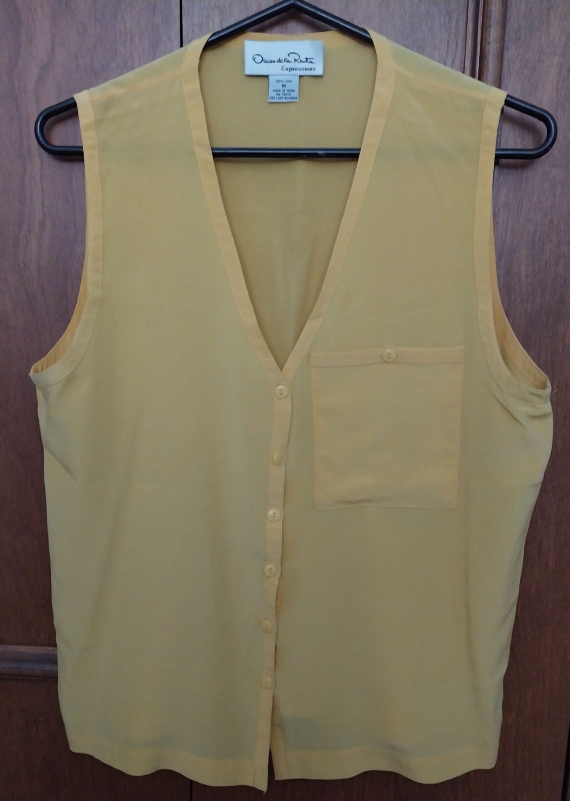 Vintage „Oscar de la Renta Expressions” Sleeveless Shell,Yellow Button Down