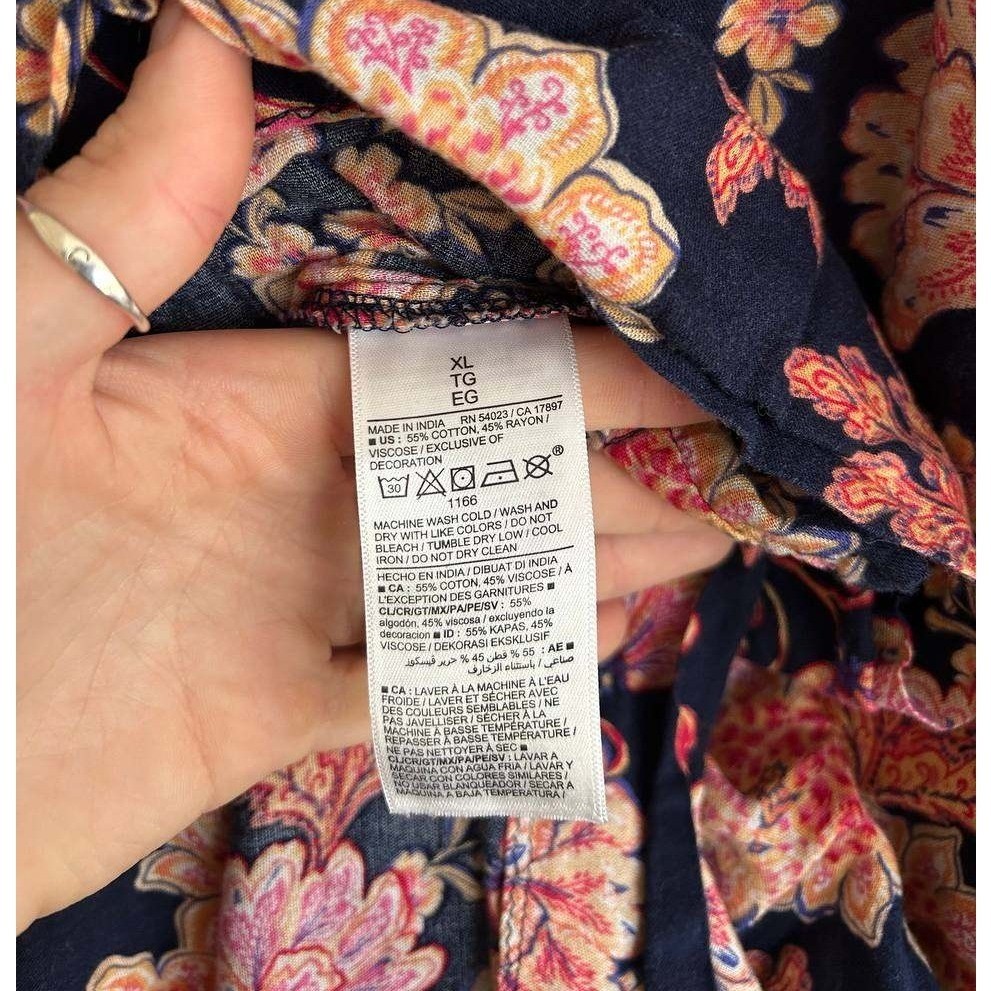 Old Navy Tie-Shoulder Tasseled Floral Print Boho Maxi Sundress Cottagecore