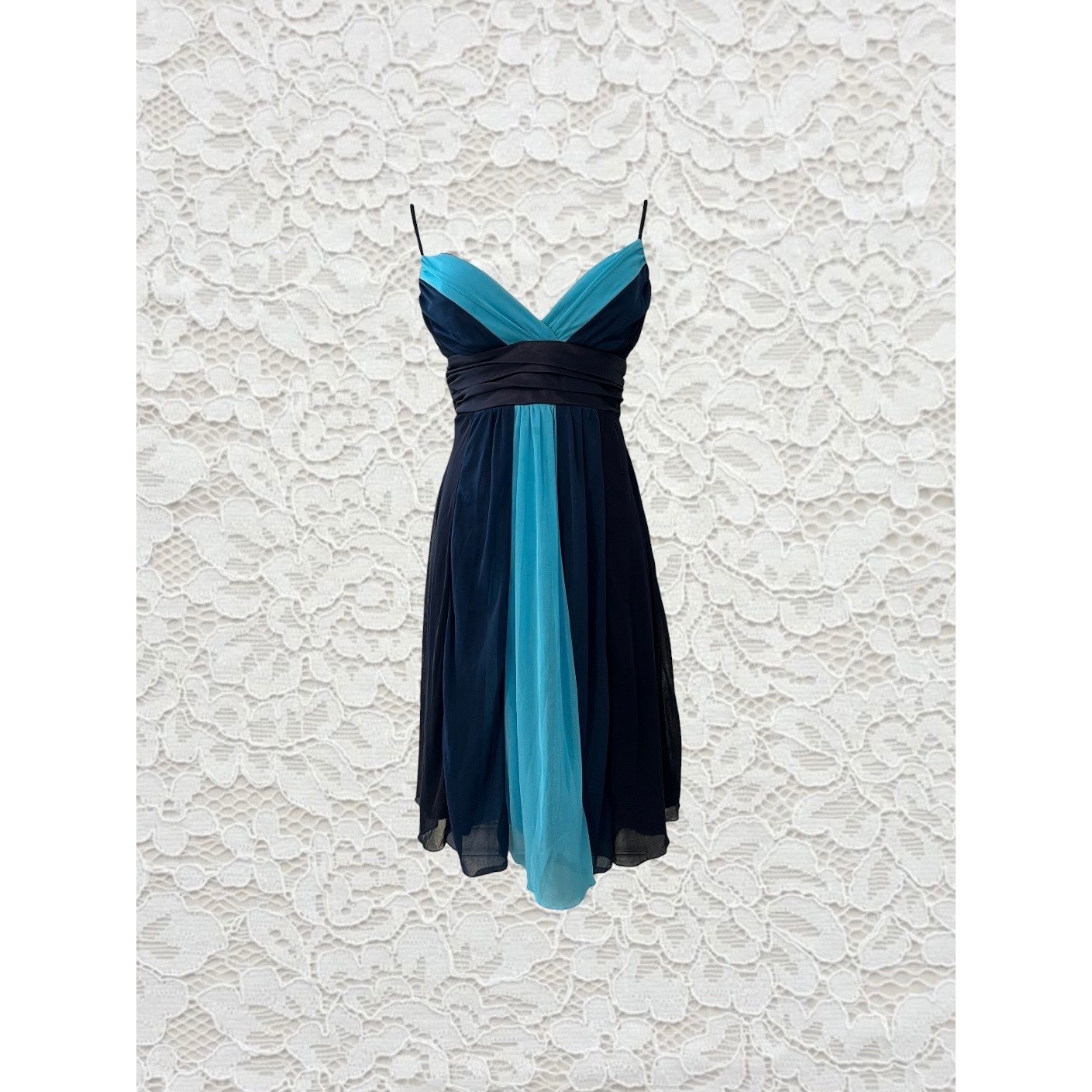 vintage navy & blue babydoll mini dress