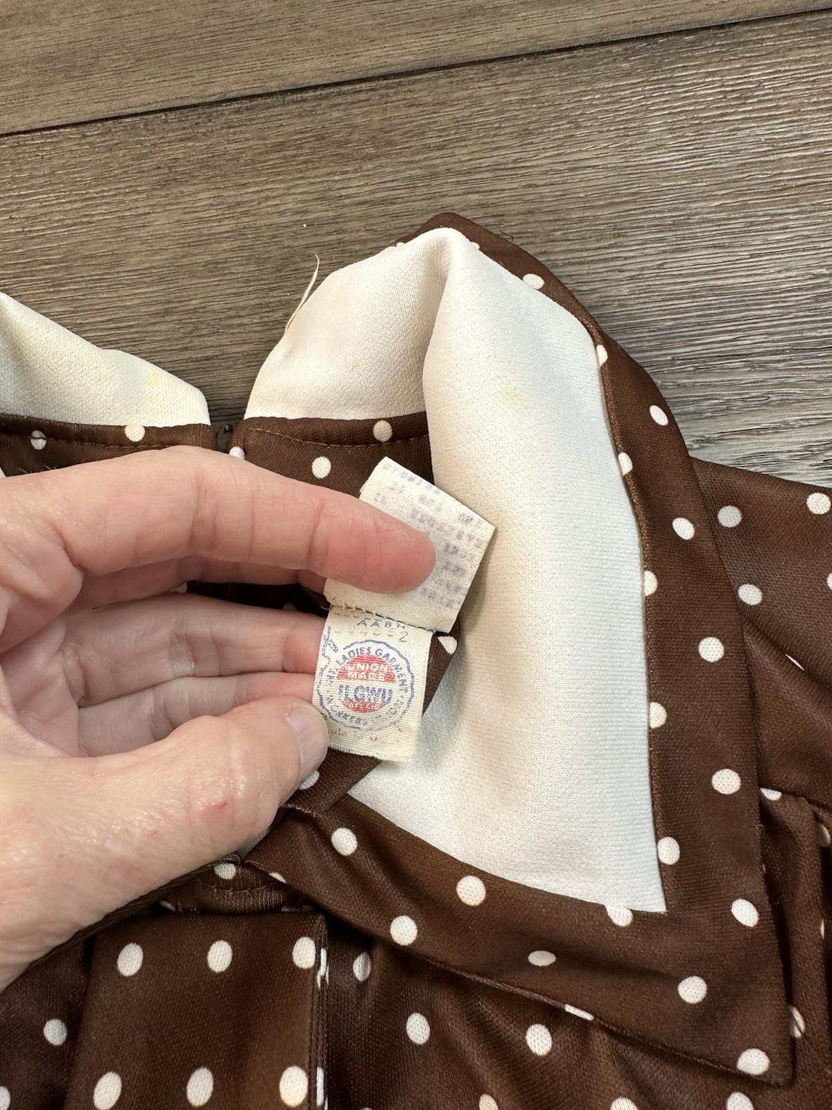 Vintage Polyester Skirt And Blouse Brown Polka Dots Size 12