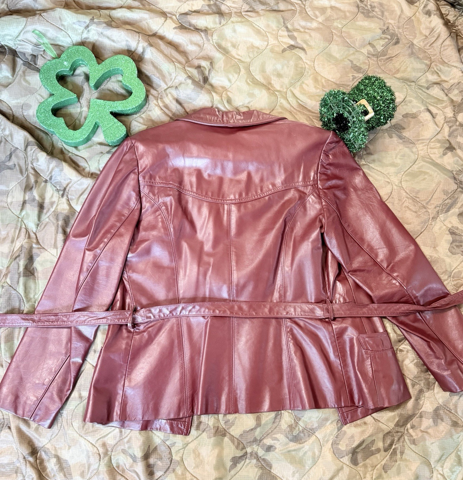 Vintage Split End LTD Red Leather Jacket Size 13/14 80s Women S/m