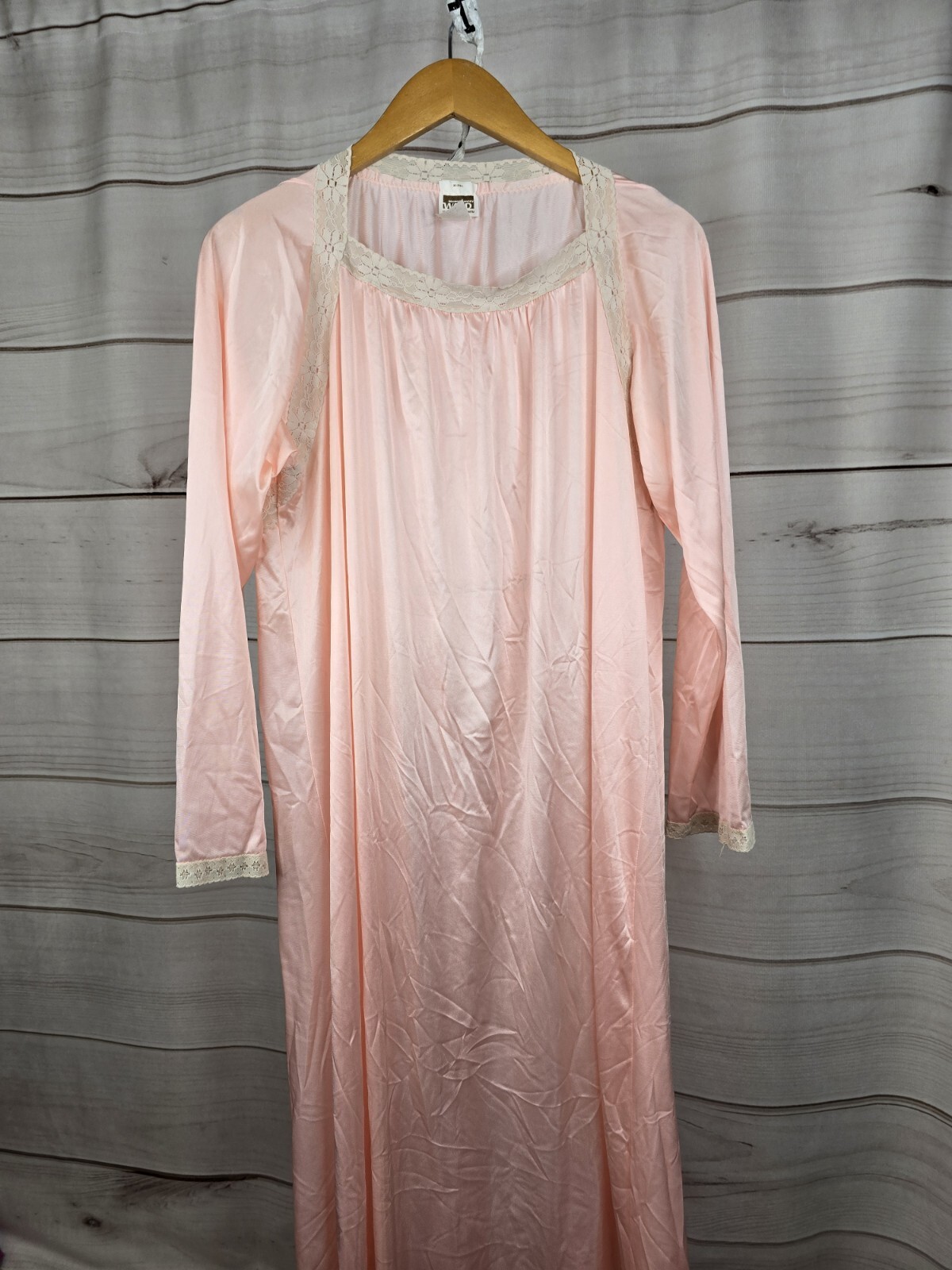 VTG MONTGOMERY WARD Pink W/LACE NYLON NIGHTGOWN SZ L TALL 18-20 #T