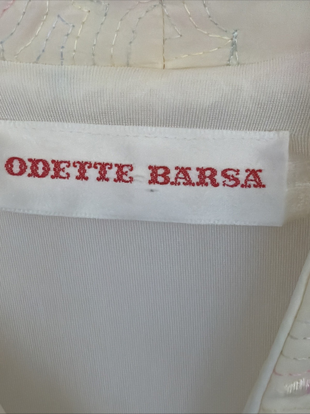 Vintage Odette Barsa Embroidered Long Quilted Robe With Pockets