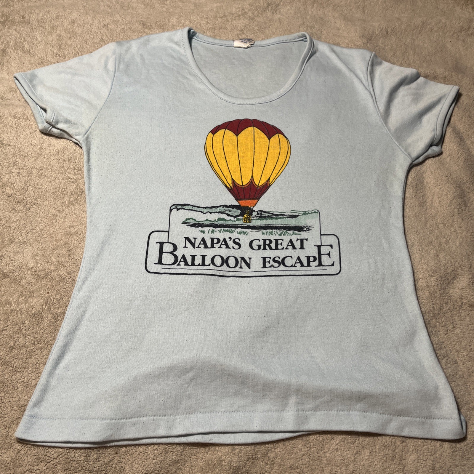 Vintage Napa’s Great Balloon Escape T-Shirt Fun-Tees USA XL 70s 80s