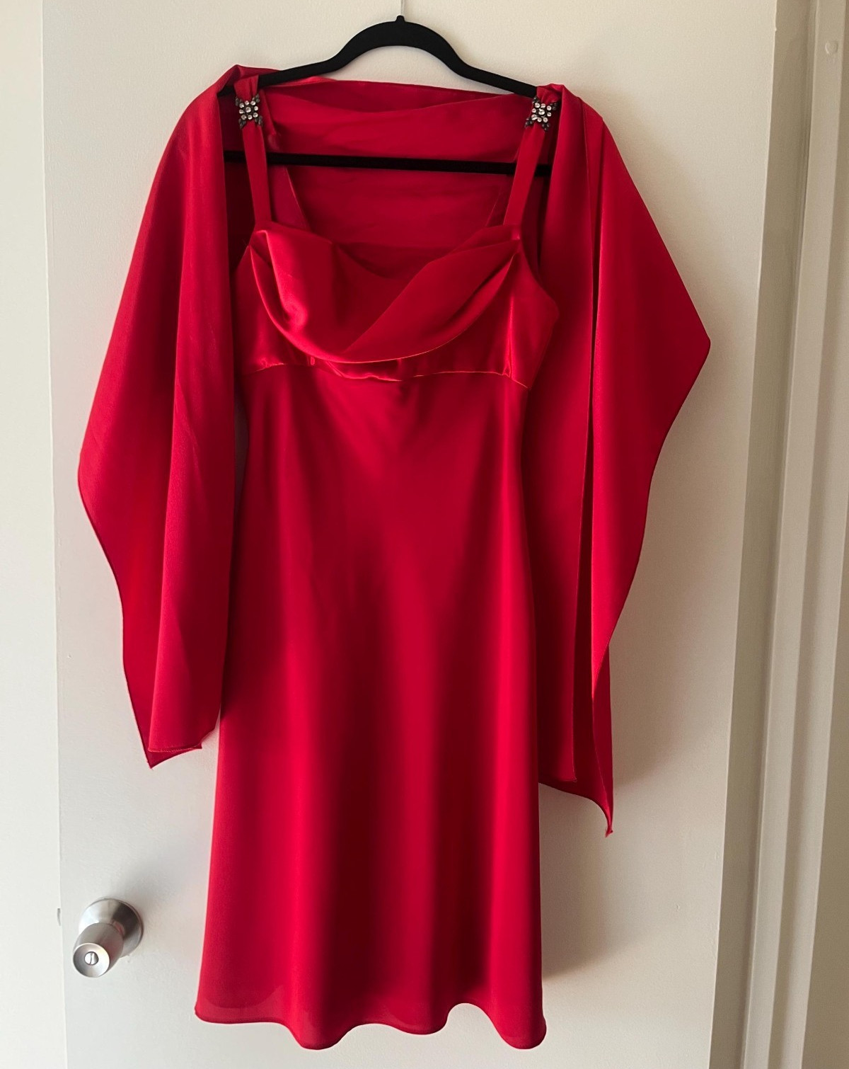 Eureka Red Cowl Neck Dress – Size Small – Excellent vintage Made in USA