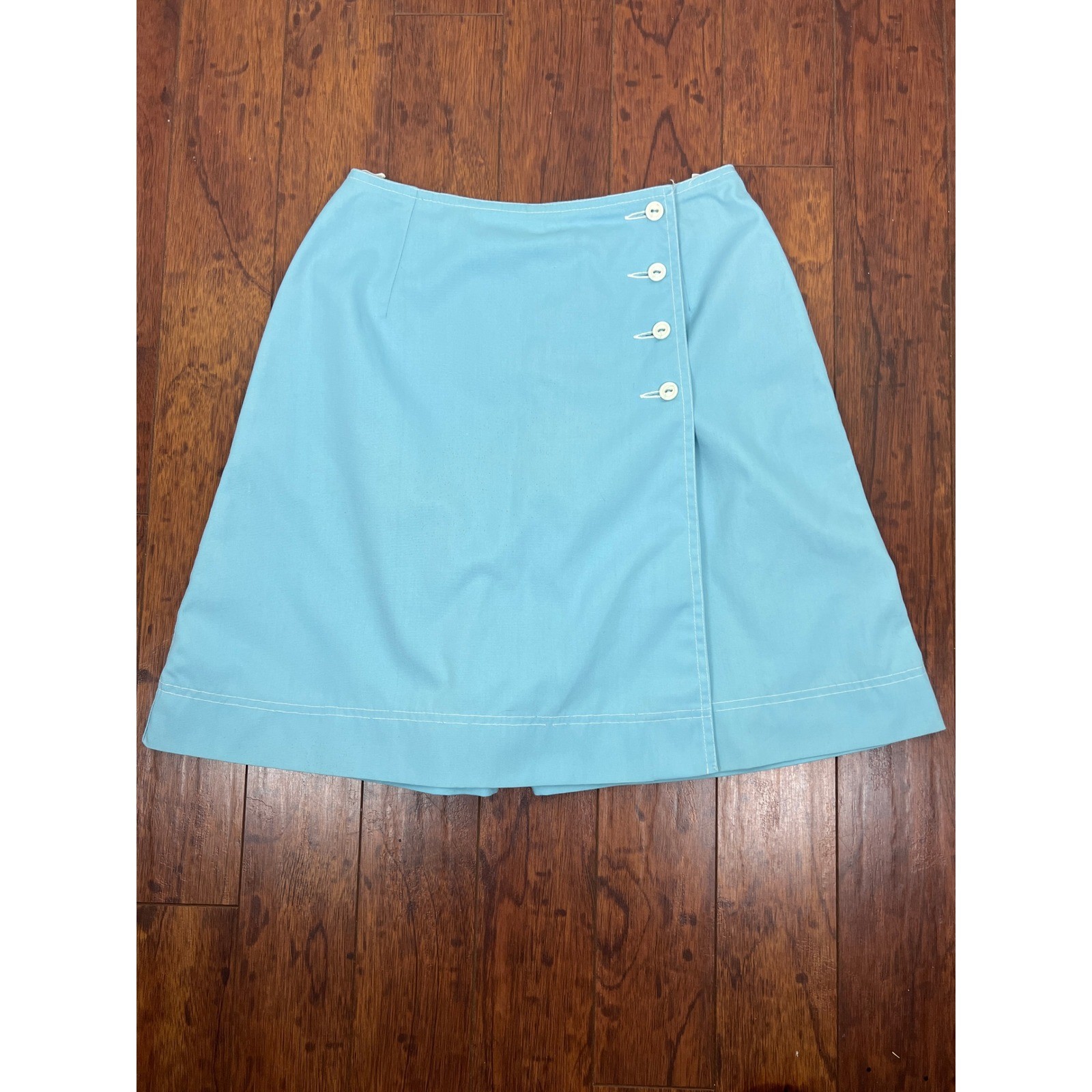 Vintage 70s Blue Wrap Skort Tennis Golf Mod A-Line Scooter Skirt XS 0/2