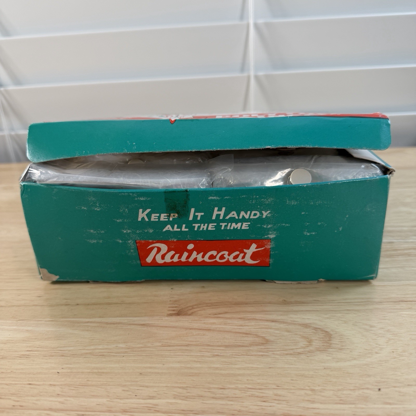 Vtg Ladies Polythene Raincoat Counter Display Box Sealed Raincoats Hong Kong MCM