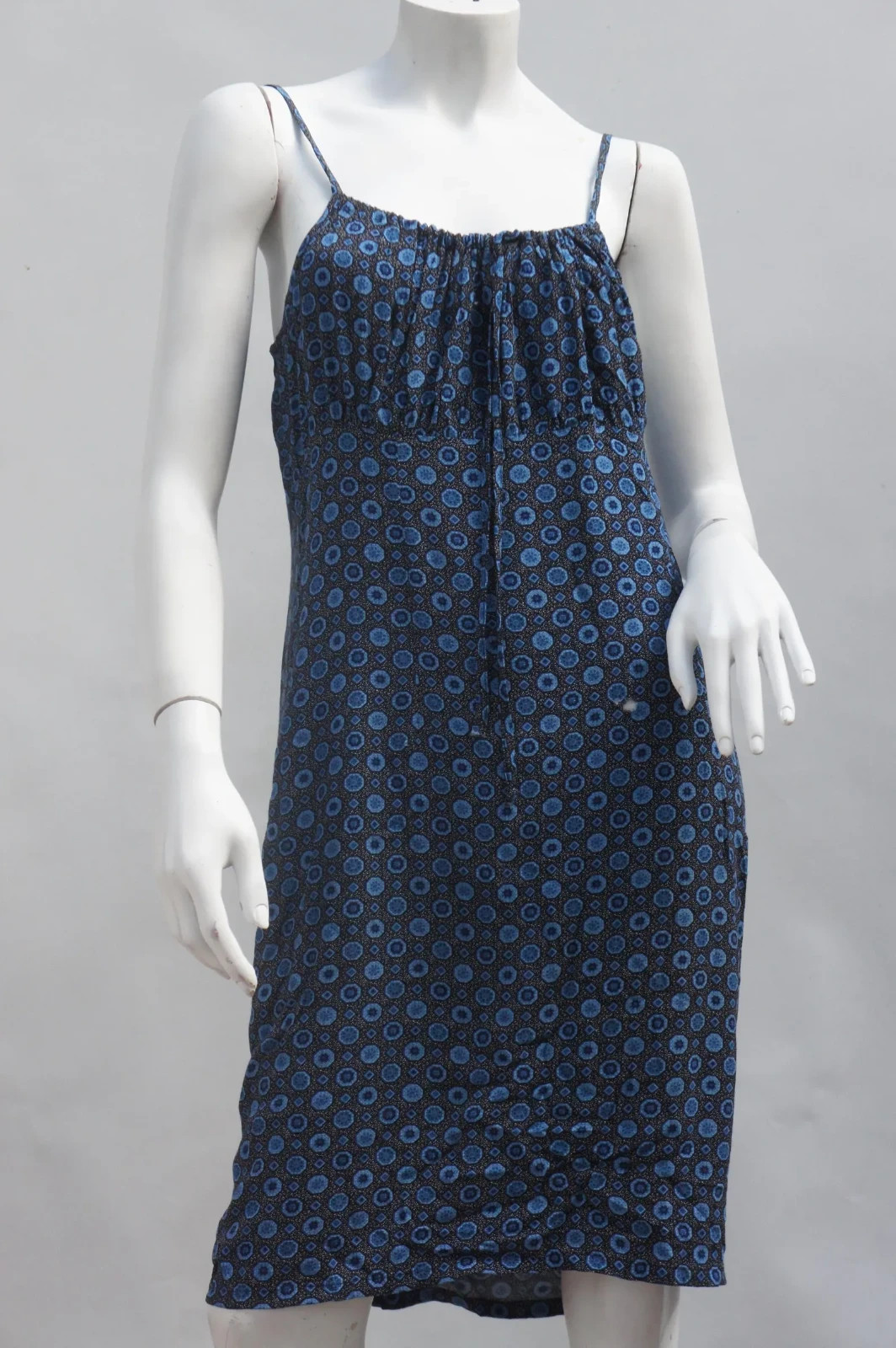 Vintage 90s-Y2k Blue Milkmaid Babydoll Dress Boho Cottagecore Slip Dress