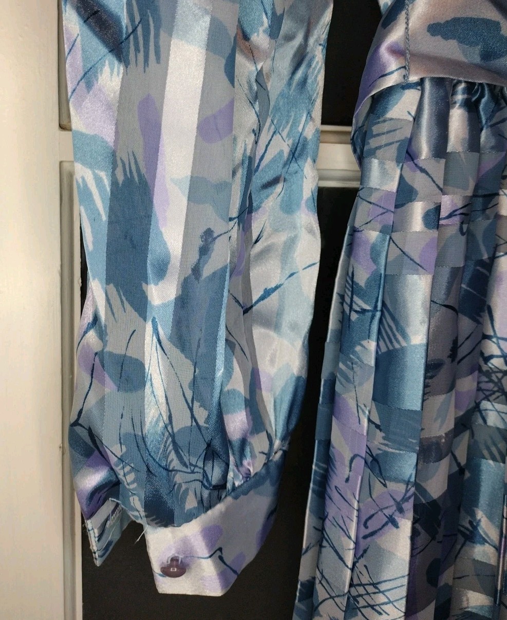 VINTAGE 1980s LISA MICHAELS FLORAL DRESS SIZE 12 POLYESTER W/ BELT USA Made VTG