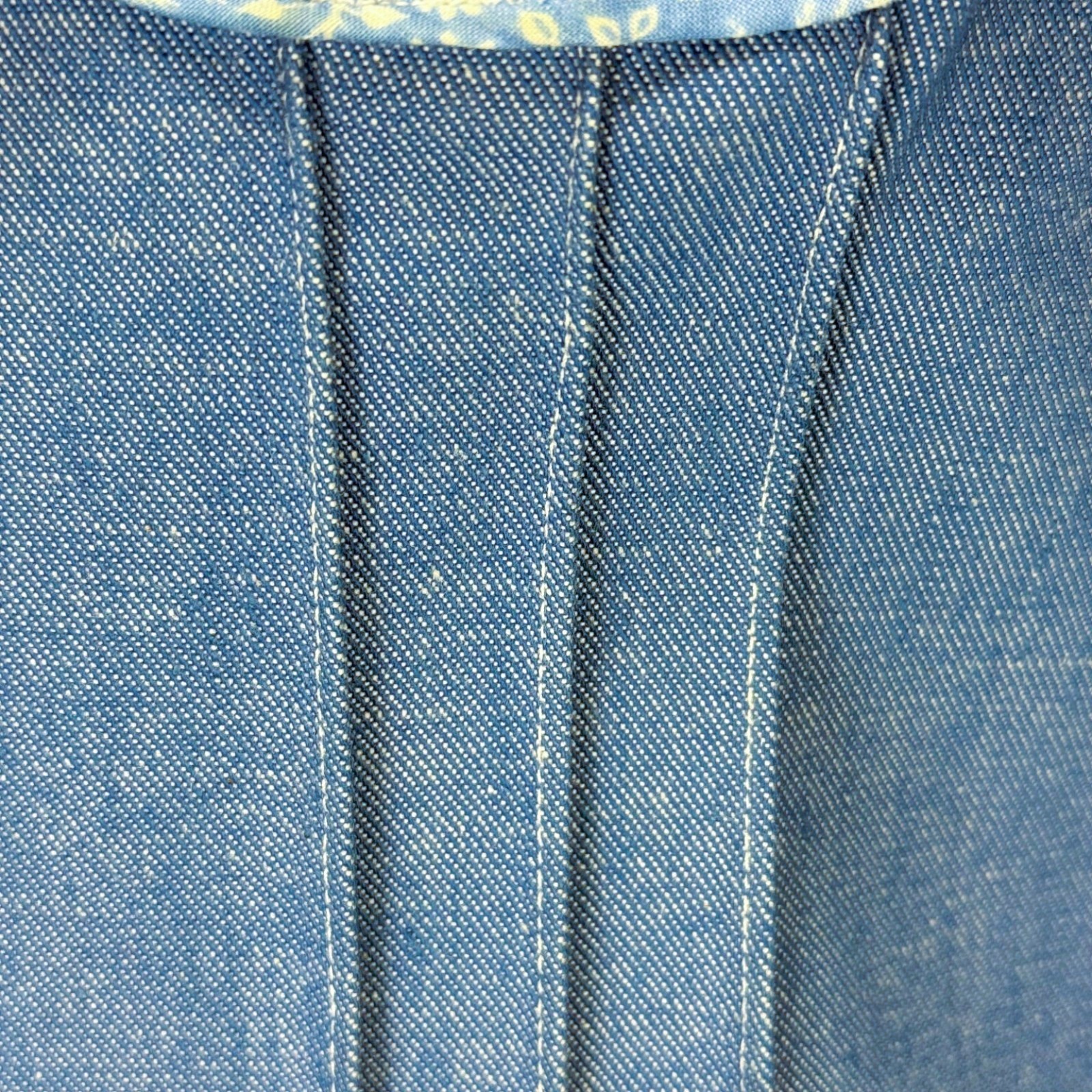 Vintage 1970s Handmade 3 Pc Denim Pant Suit Floral Boho Prairie Women’s Set