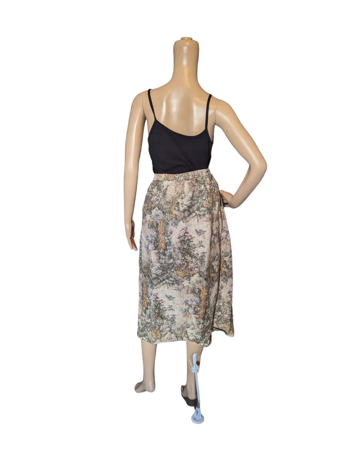 Vintage Lombardi Inc Bluebird English Garden Print Cotton Novelty Skirt Size 6