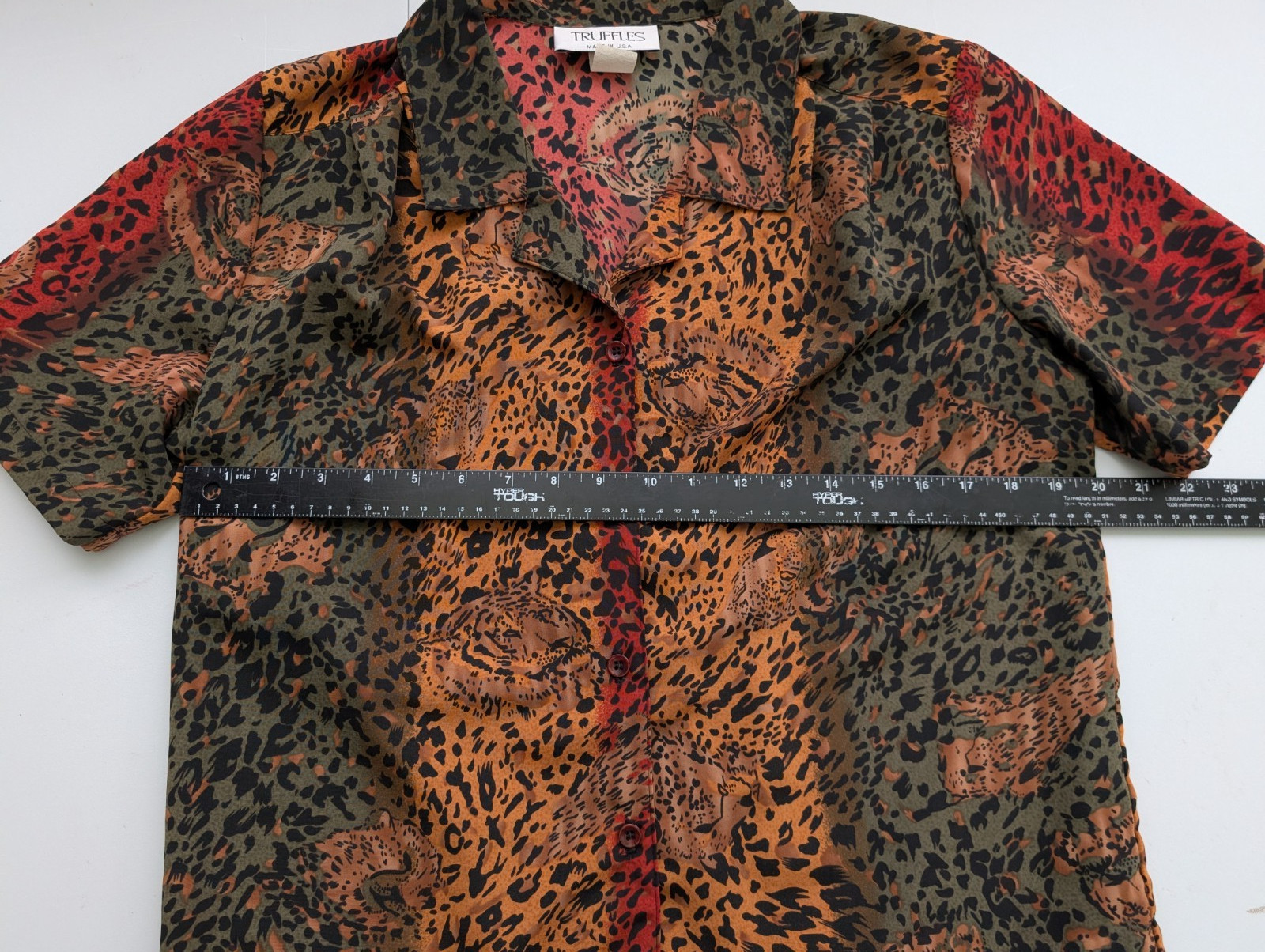 Vintage Truffles Animal Cheetah Print Button Up Blouse Shirt USA 90s Size M