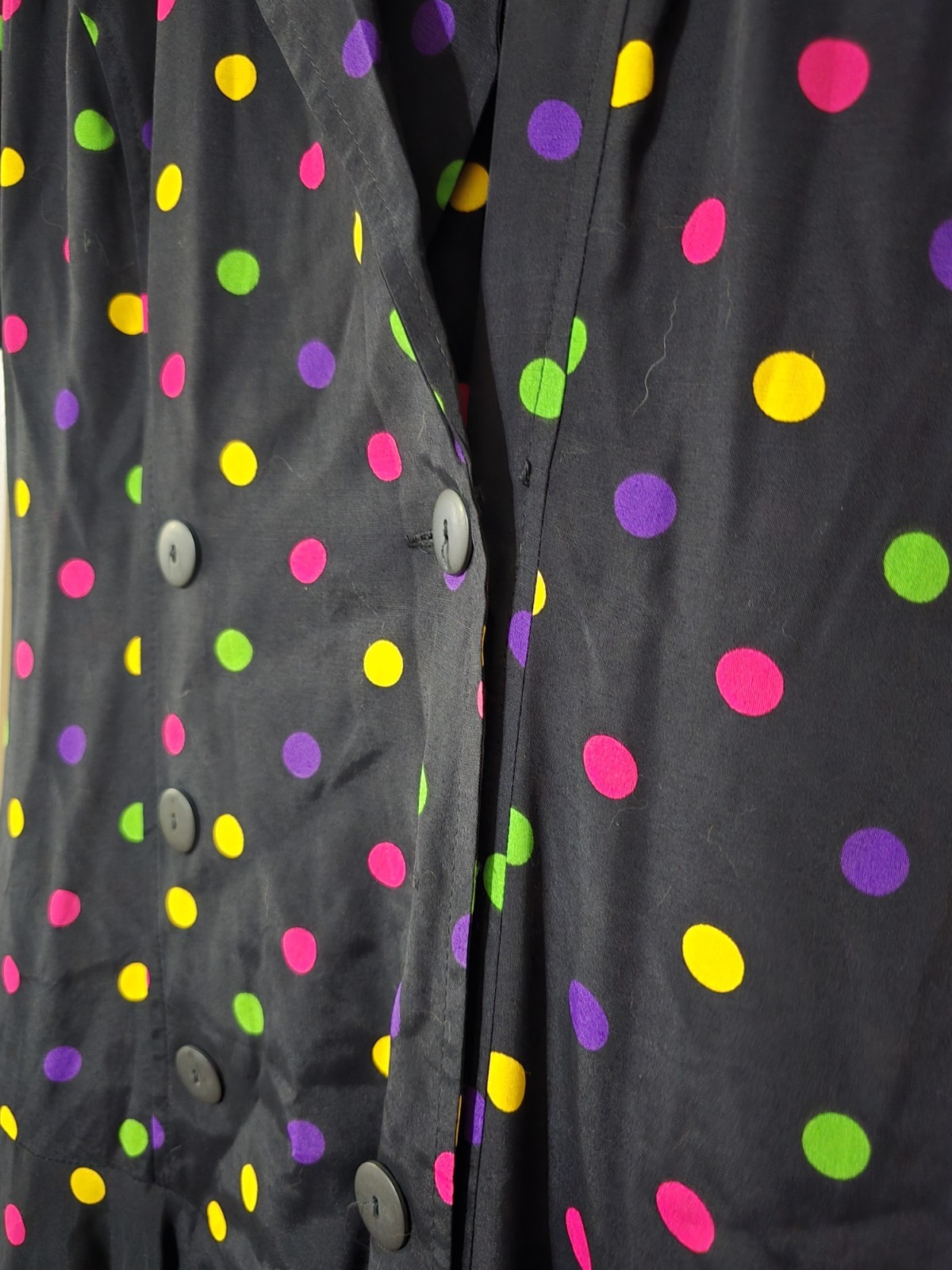 1980’s Phoebe Brand Black Dotted Dress With Flaired Skirt Stranger Things