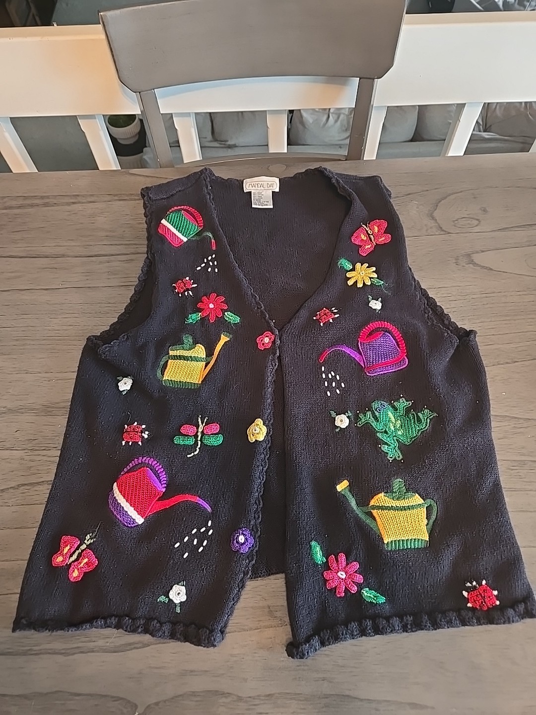 1980s Mandal Bay Insects Bugs Gardening Flowers Frogs Butterfly Sweater Vest 2xl