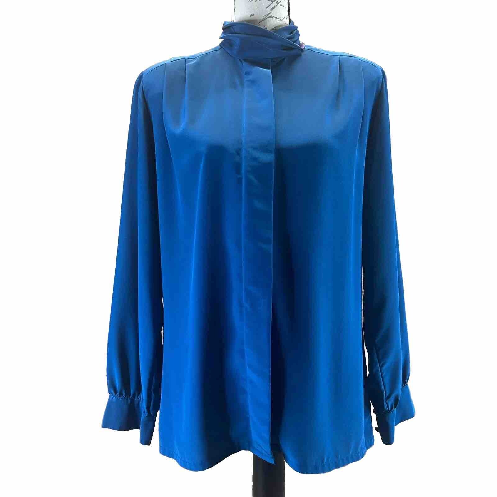 VTG Pendleton Women’s Polyester Button Down Blue Blouse Shoulder Pads Size 10