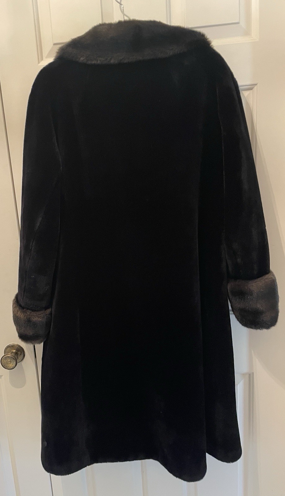 Vtg 60s Borgana Sportowne Black Faux Fur Coat ILGWU Union Double Breasted M/L