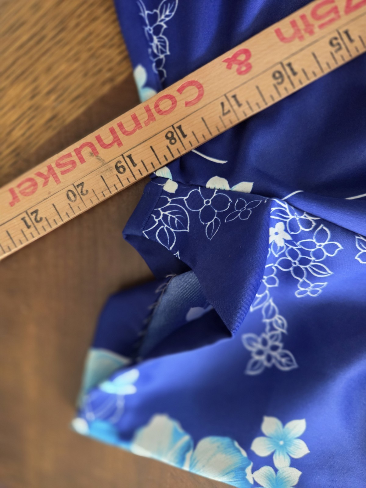 Hilo Hattie Vintage Medium Blue Floral Maxi Dress Hawaiian Polyester Flow Cruise