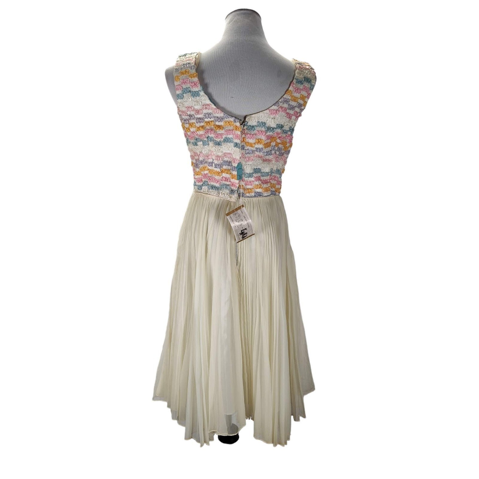 Vintage 60s Pastel Chiffon Party Dress Coquette Balletcore Fit Flare 6