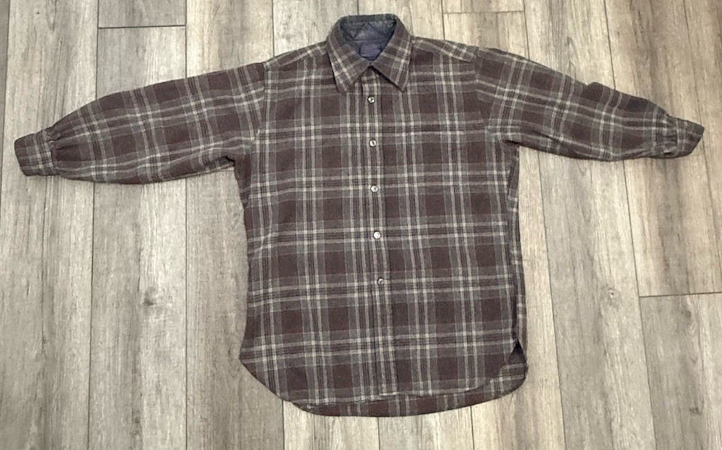 PENDLENTON plaid wool vintage shirt gray/orange women’s size Large pre-owned