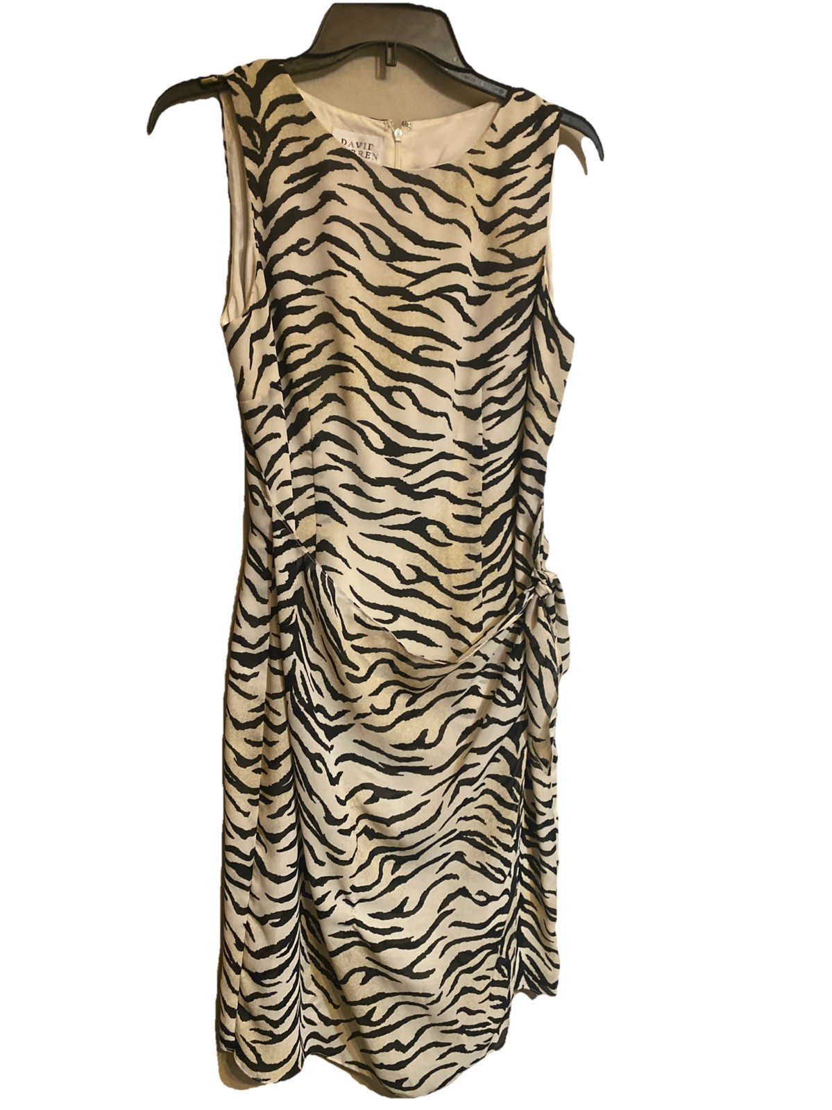 Vintage 90’s Y2K David Warren Small 4 black zebra faux wrap Sarong Dress