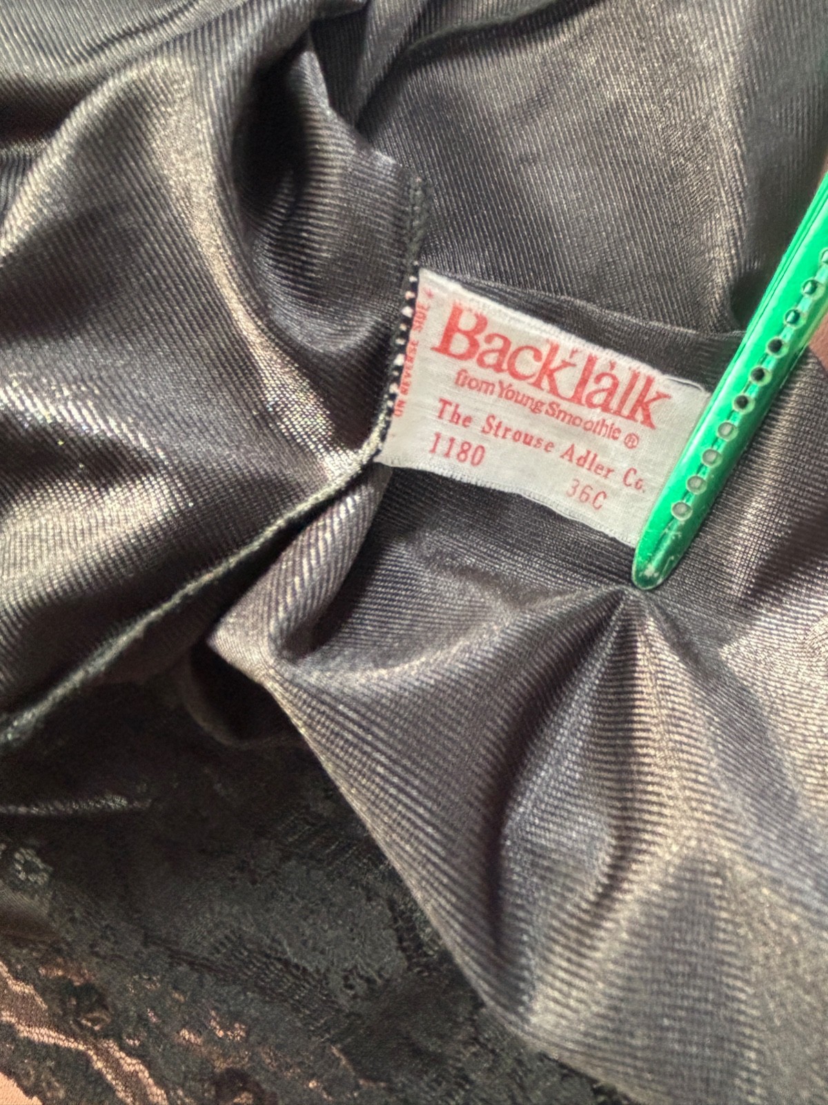 VTG BACK TALK YOUNG SMOOTHIE BLACK NYLON LACE BUTIER NEGLIGEE SLIP DRESS*36 C/ S