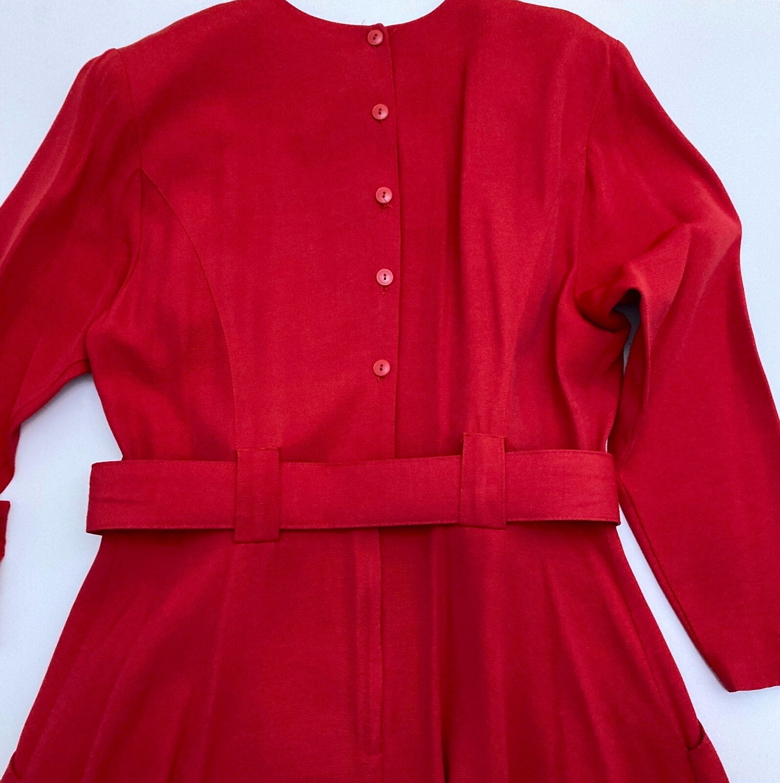 VINTAGE 1980s John Roberts Red Power Dress Long, with Shoulder Pads Sz 14