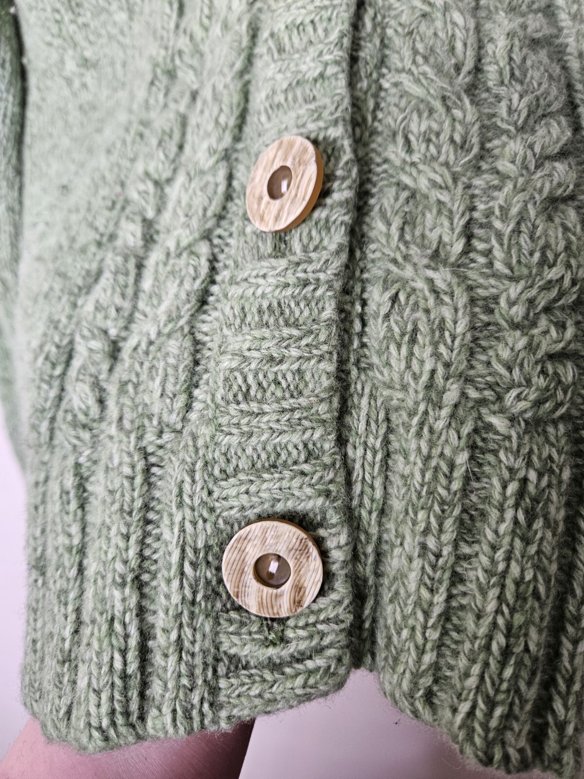 Y2K Bke Vintage Green Tweed Hooded Kangaroo Pocket Button Cardigan